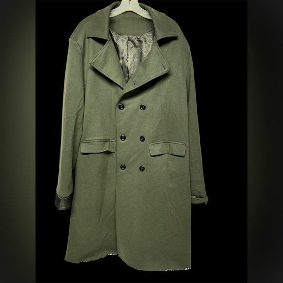 Long Double Breasted Lapel Collar Pea Coat Winter Slim Fit Jackets Trench Coat - Picture 1 of 14